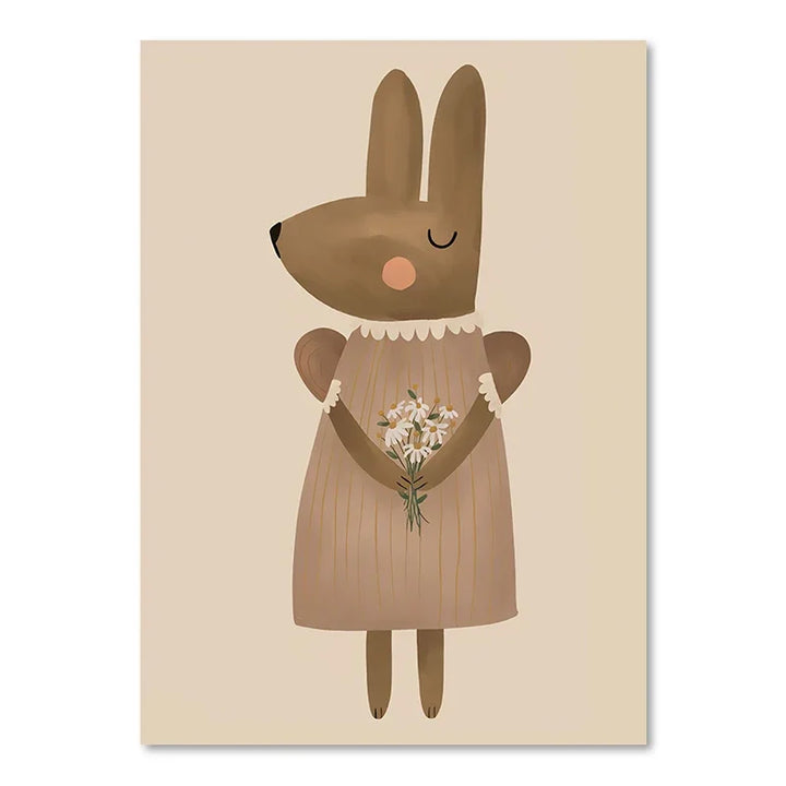 Niedliche Baby Tiere Kinderzimmer Wandkunst Illustrationen Fine Art Leinwanddrucke Gänse Maus Löwe Eisbär Poster Bilder für das Kinderzimmer Wanddekoration | Karnz