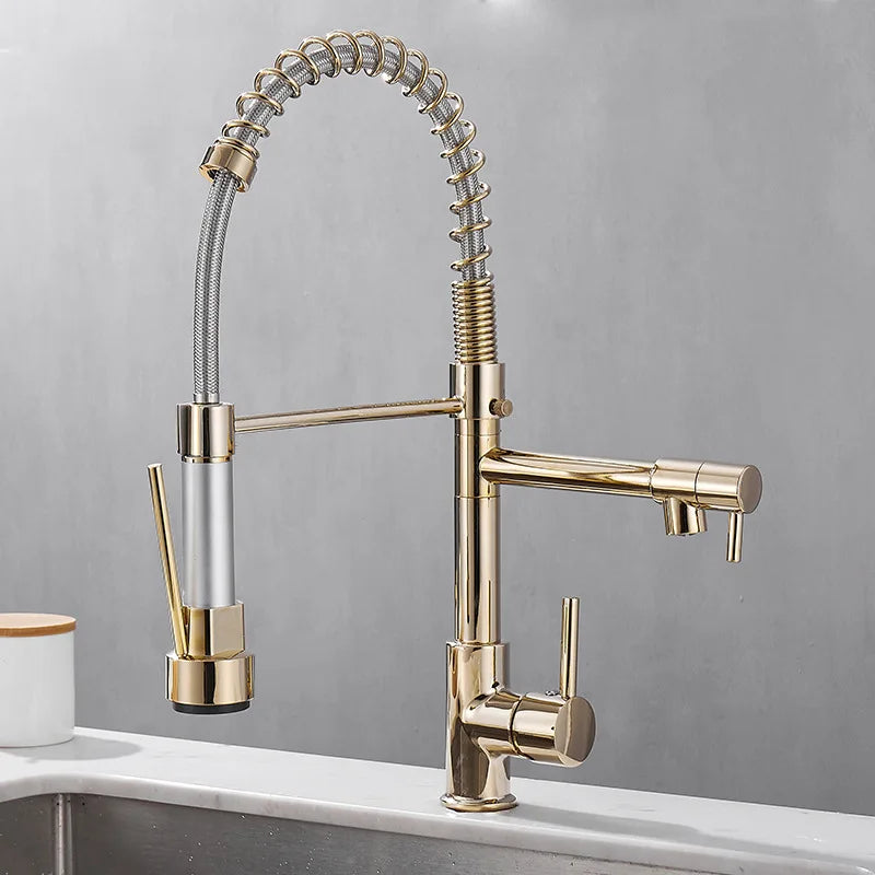 Karnz | DualFlow Küchenarmatur - Luxuriöse Doppel-Bronze-Küchenarmatur