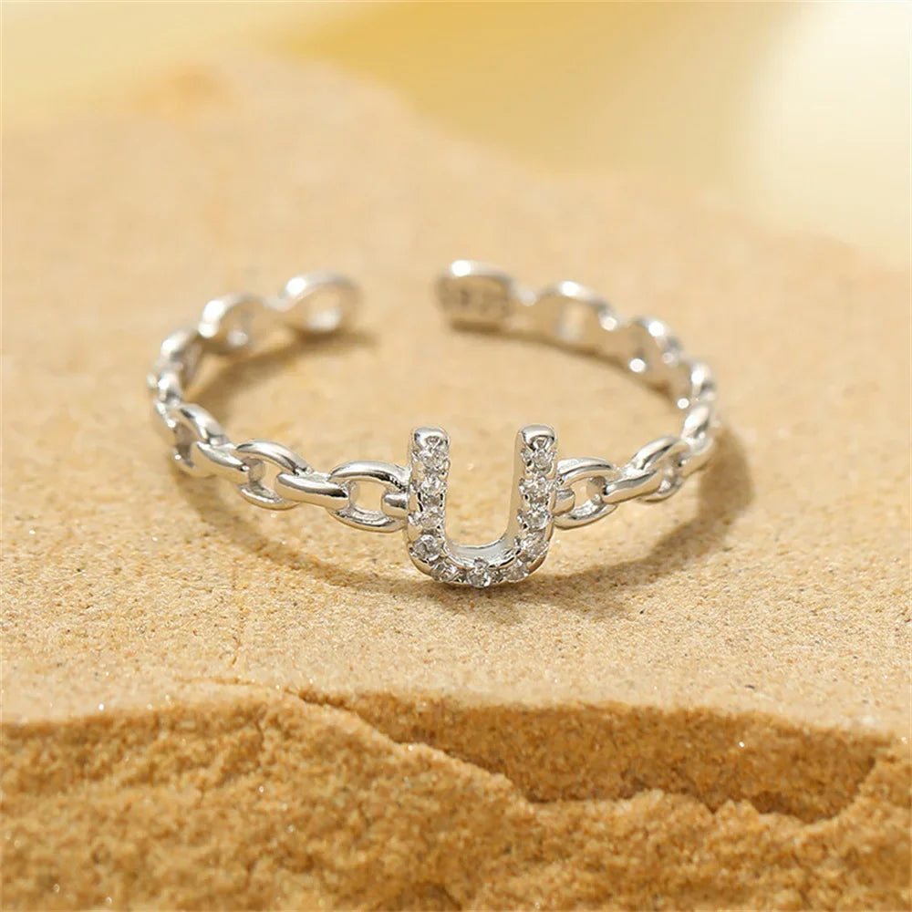 Karnz | Zierlicher Diamant Buchstaben Initialring