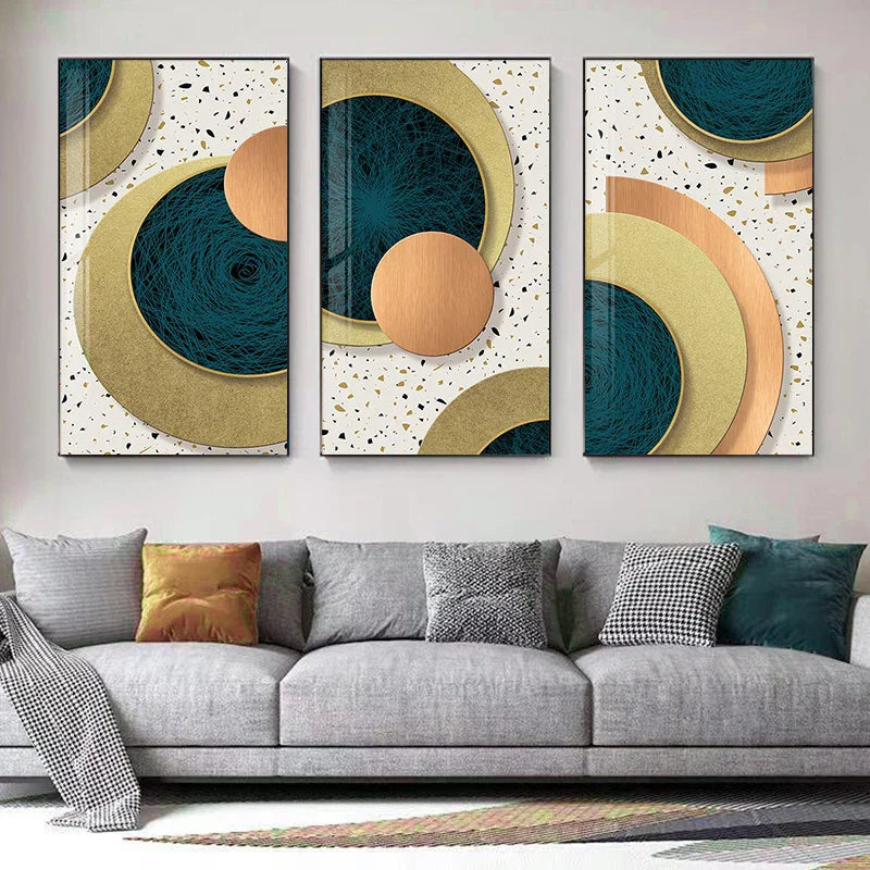 Modern abstrakte geometrische Kreise Wandkunst Fine Art Leinwanddrucke Bilder für luxuriösen Wohnbereich Esszimmer Hotel Schlafzimmer Home Office Kunst Dekor | Karnz