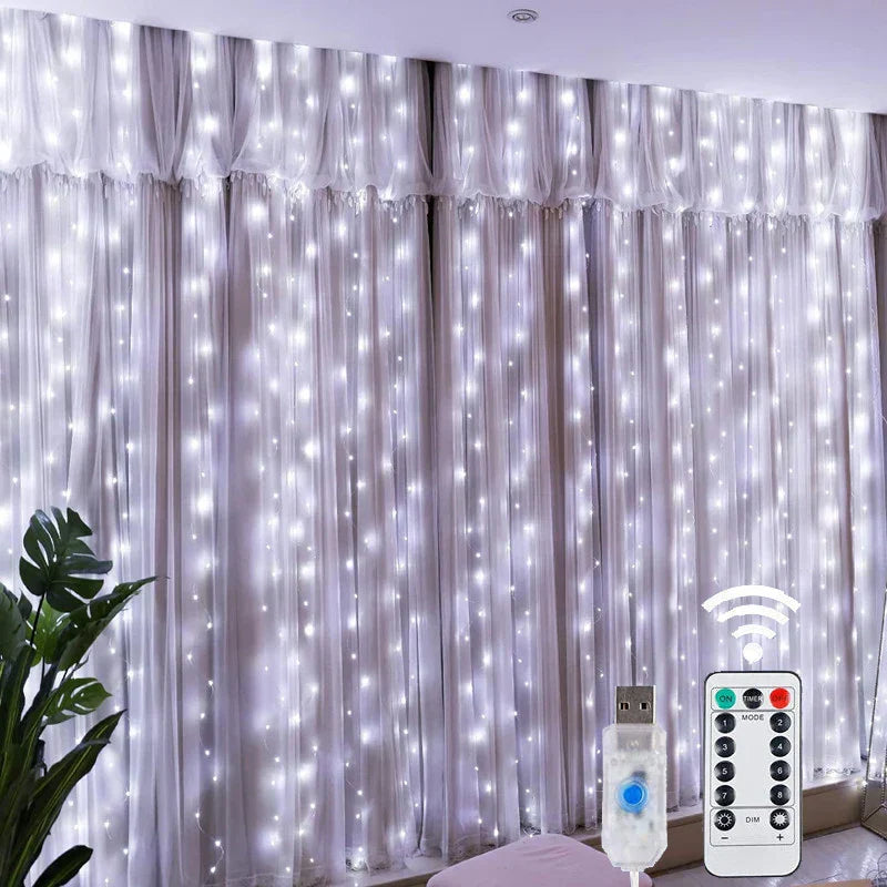 Lichtervorhang LED – USB-gesteuerte Lichterkette für Fenster und Zimmerdeko | Karnz