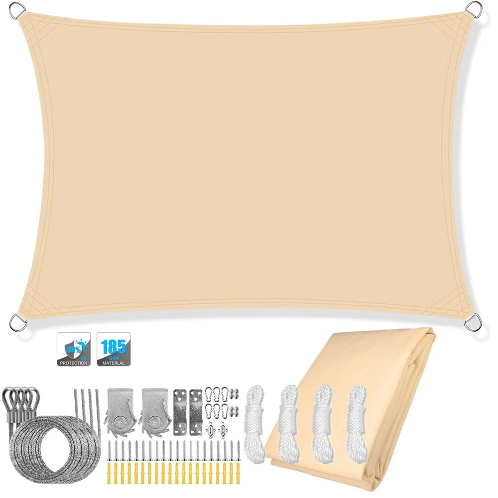 Wasserdichtes rechteckiges Sonnensegel mit UV-Schutz und Montagesatz – ShadeGuard
