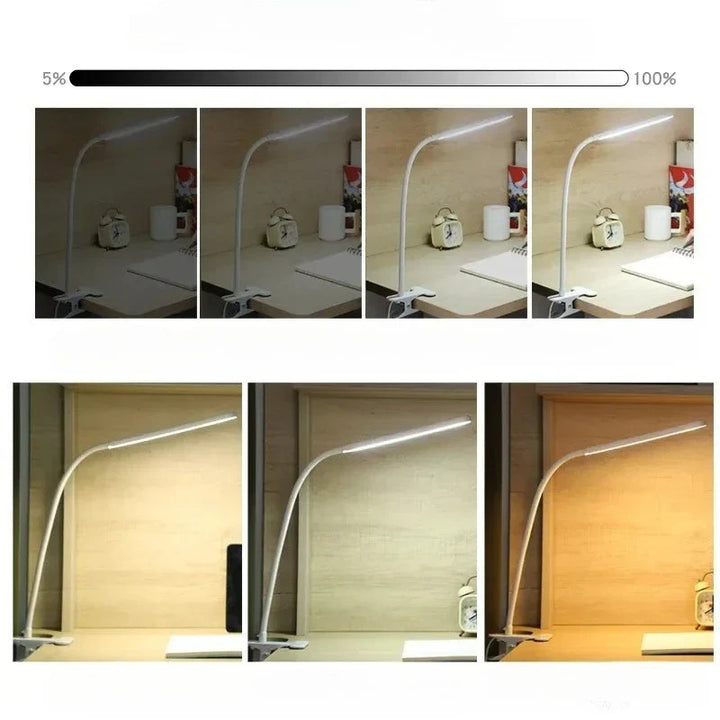 Karnz | LED-Klemmleuchte LumaFlex | 3 Lichtfarben & 10 Helligkeitsstufen | USB-Betrieb | Flexibler Schwanenhals | Augenfreundlich & Dimmbar