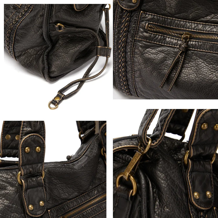 Luxus schwarze Lederhandtasche