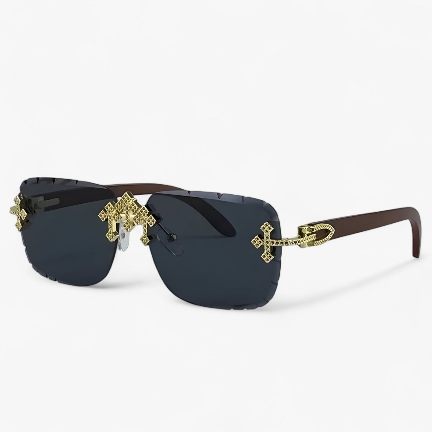 Randlose Steampunk Sonnenbrillen mit Metallakzenten – Nirex | Karnz