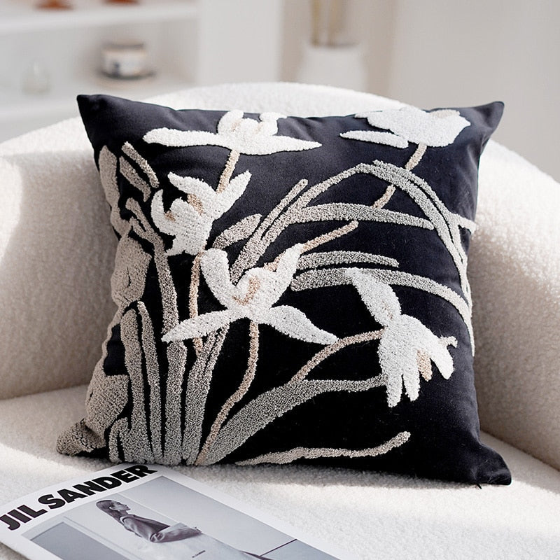 Gesticktes Orchideen Kissenbezug | Karnz