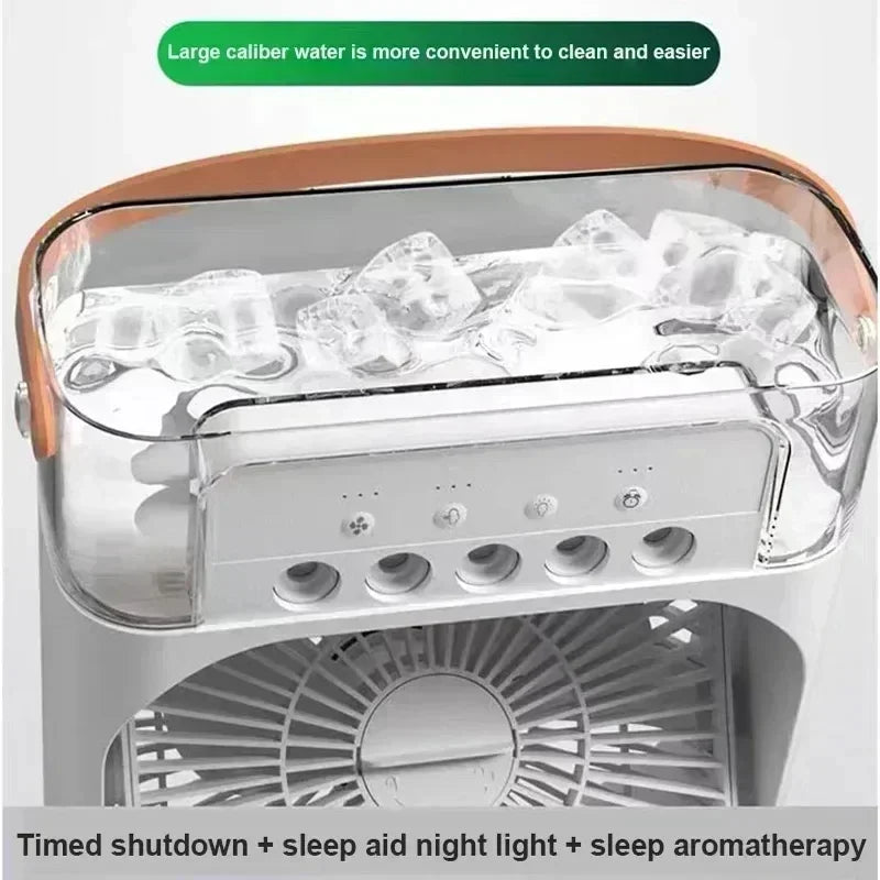 3-in-1 Mini-Luftkühler-Fan – Tragbarer Haushaltsklimaanlage mit LED-Nachtlicht, Luftbefeuchter und einstellbarem Luftstrom für Zuhause & Büro | Karnz