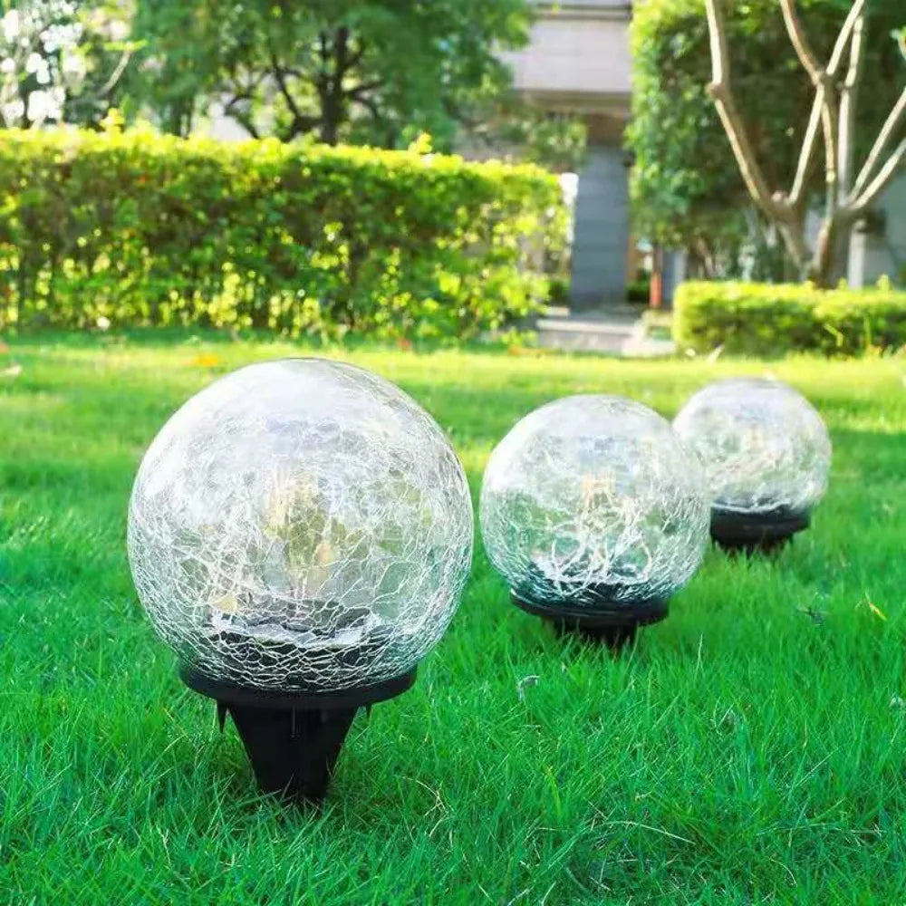 LED Gartenleuchten in Crackle-Glas Optik – Solar Kugellampen für Außenbereich und Dekoration | Karnz