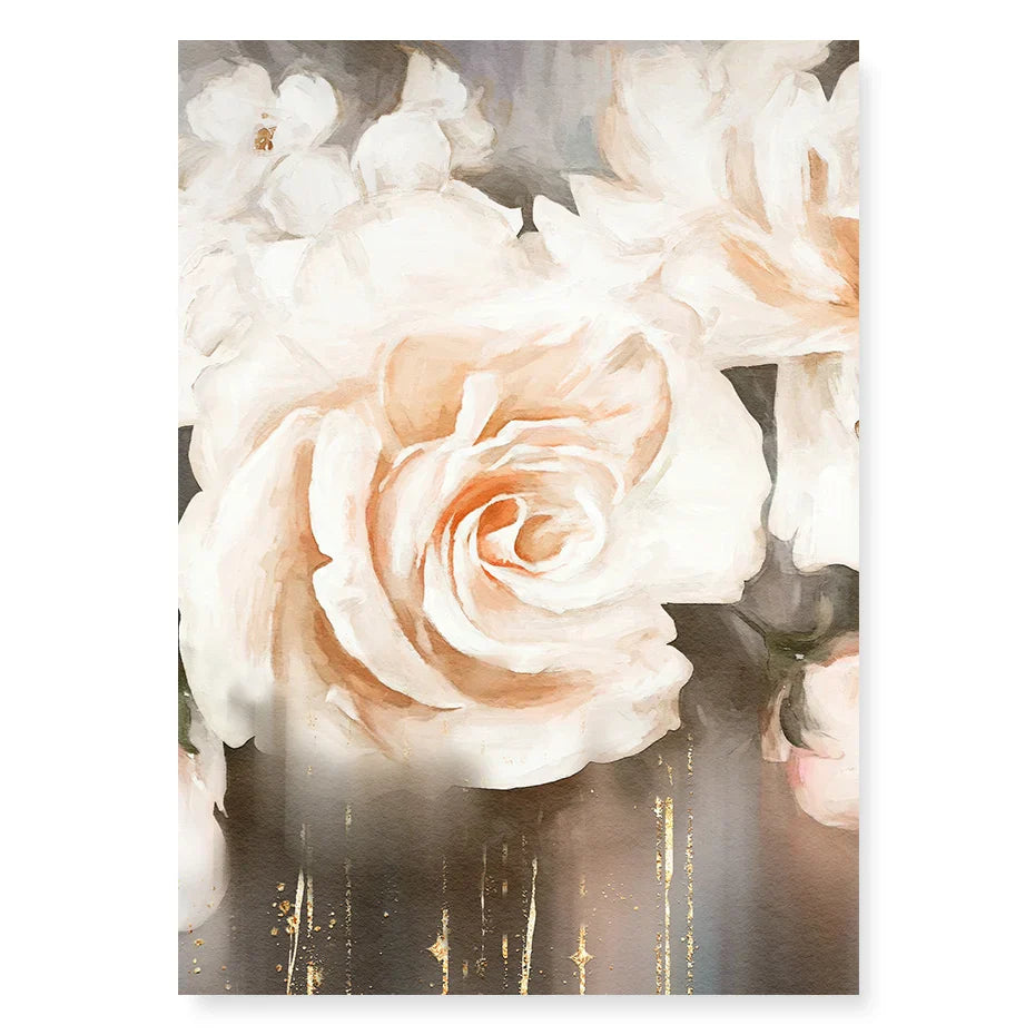 Rosa Beige Blüten Große Florale Wandkunst Feine Kunst Leinwanddrucke Elegante Abstrakte Botanische Bilder Für Wohnzimmer Schlafzimmer Kunst Dekor | Karnz