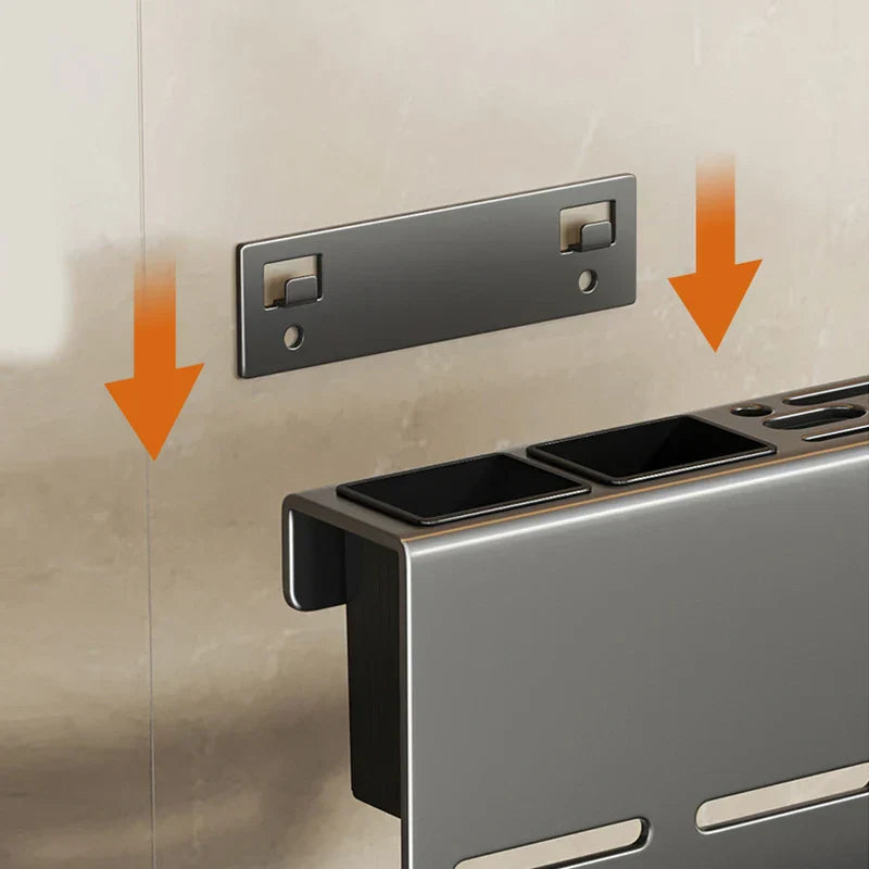 ChefSpace Wandmontierter Messerhalter mit Aufbewahrung für Schneidebretter – Edelstahl Karnz