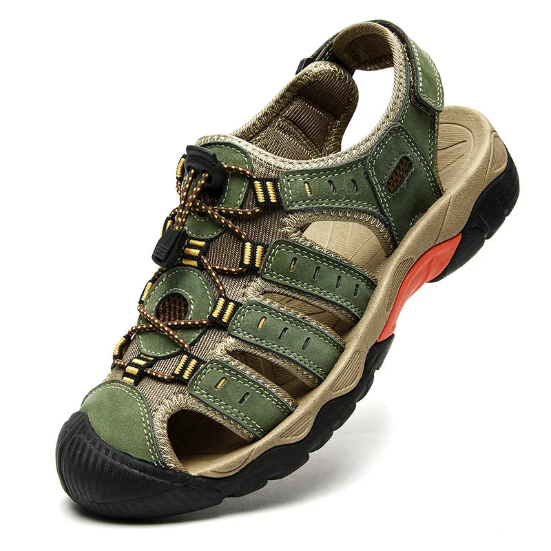Sommer Herren Outdoor Sandalen Strand Schuhe Echtes Leder Trekking Wandern