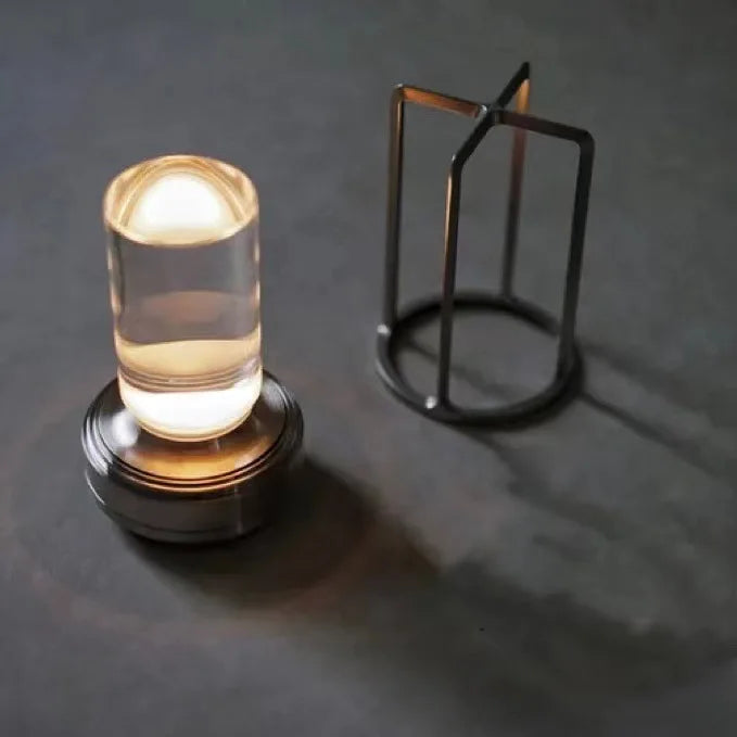 Wiederaufladbare kabellose Tischlampe mit Kristallglas - Tragbare LED-Leuchte für Innen- und Außenbereiche | Karnz
