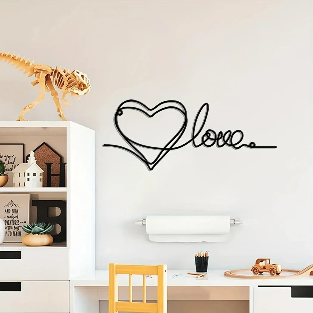 Metall Liebe Herz 3D Wanddekoration für Schlafzimmer Wohnzimmer Süß Modern Kunst Deko | Karnz