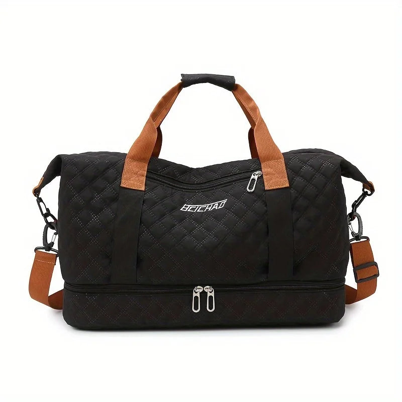 Karnz | Travessia Reisetasche mit Schuhfach | Große Kapazität & Rautenmuster | Nylon Wochenendtasche für Sport, Kurzreisen & den Alltag