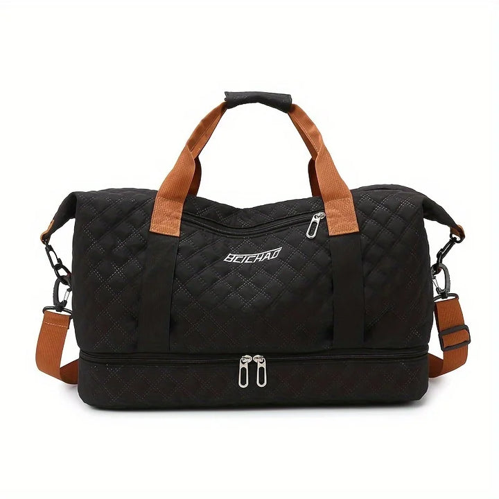 Karnz | Travessia Reisetasche mit Schuhfach | Große Kapazität & Rautenmuster | Nylon Wochenendtasche für Sport, Kurzreisen & den Alltag