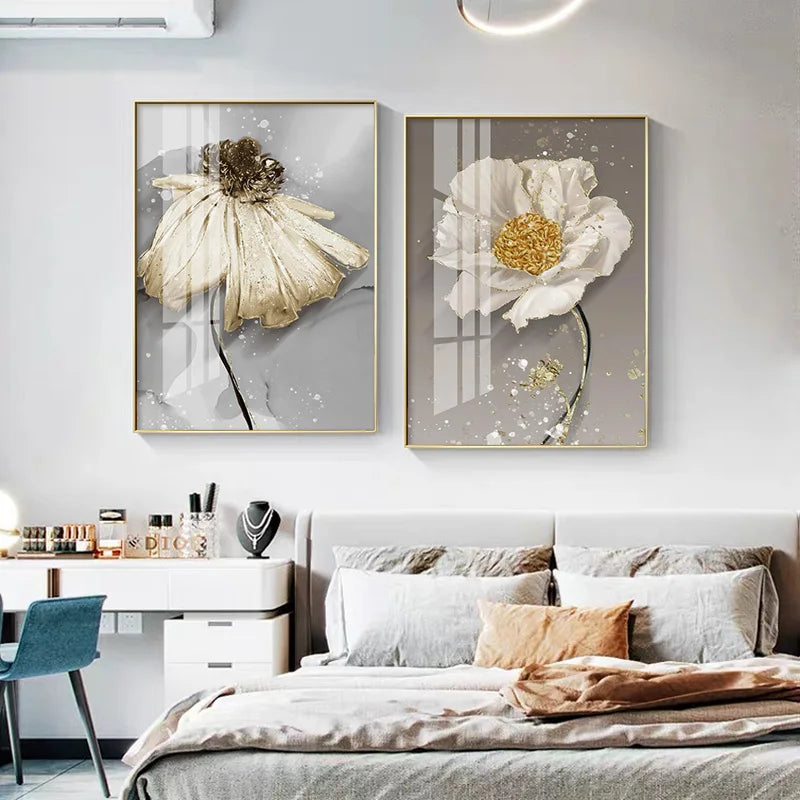 Moderne abstrakte Farbkleks Blumenwandkunst Fine Art Leinwanddrucke Poster elegante botanische Bilder für Wohnzimmer Dekor | Karnz