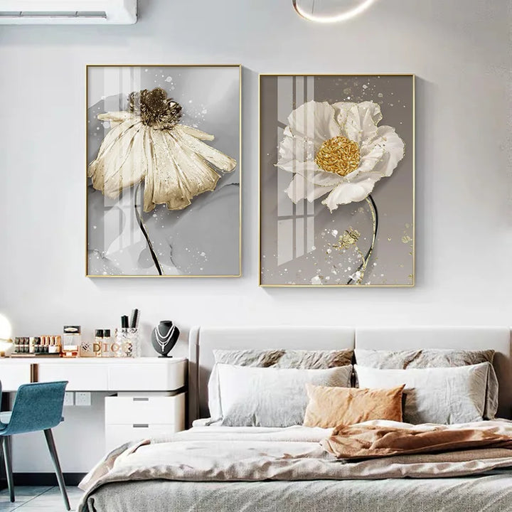 Moderne abstrakte Farbkleks Blumenwandkunst Fine Art Leinwanddrucke Poster elegante botanische Bilder für Wohnzimmer Dekor | Karnz