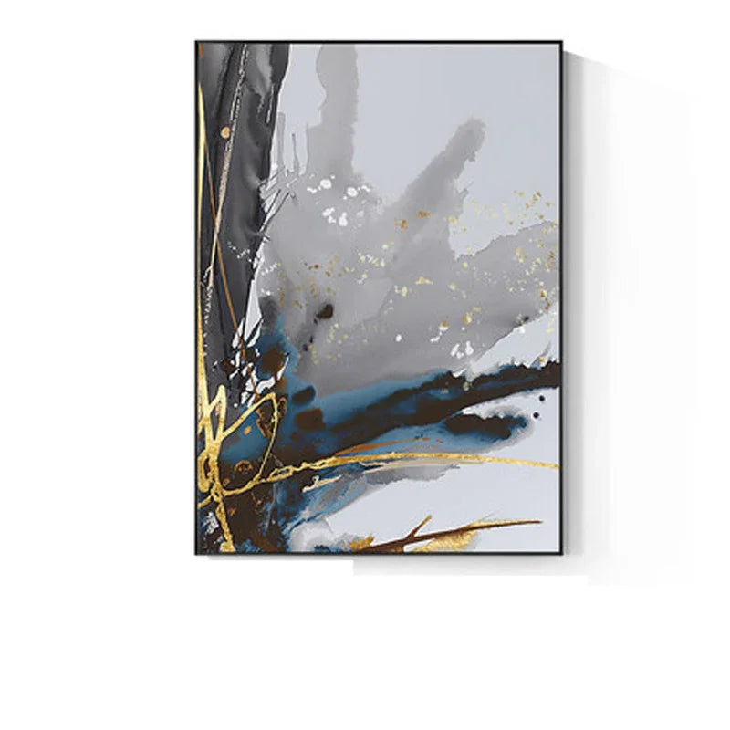 Moderne abstrakte florale Wandkunst Fine Art Leinwanddrucke blaue graue botanische Bilder für Wohnzimmer Schlafzimmer Wandkunst Dekor