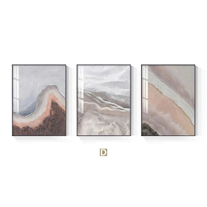 Neutrale Farbtöne Rosa Abstrakte Ozean Küstenlinie Wandkunst Feine Kunst Leinwanddrucke Minimalistische Bilder für Wohnraum Schlafzimmer Kunst Dekoration | Karnz