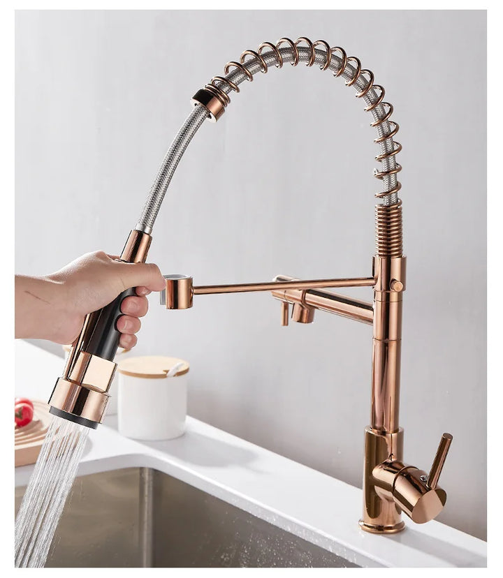 Wasserhahn mit Doppeltem Auslauf – Hochwertiger Wasserhahn für Flexibles Spülen, Einfache Installation, Ideal für Moderne Küchen, Schwenkbar und Robust | Karnz