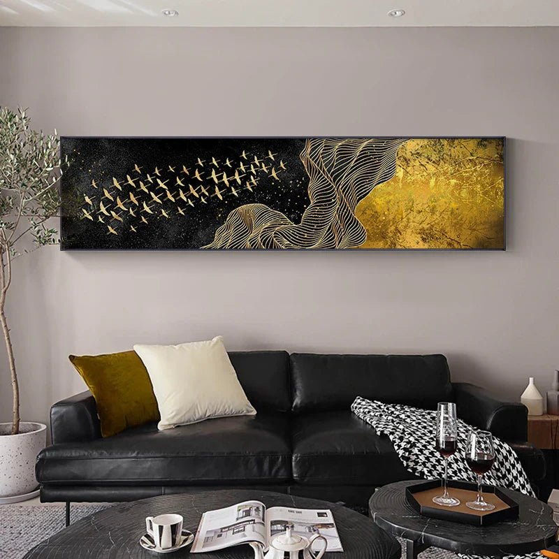 Glückverheißende abstrakte leichte Luxus farbenfrohe Breitformat Wandkunst Fein Kunst Leinwand Drucke Bilder für über dem Sofa Kunst für über dem Bett