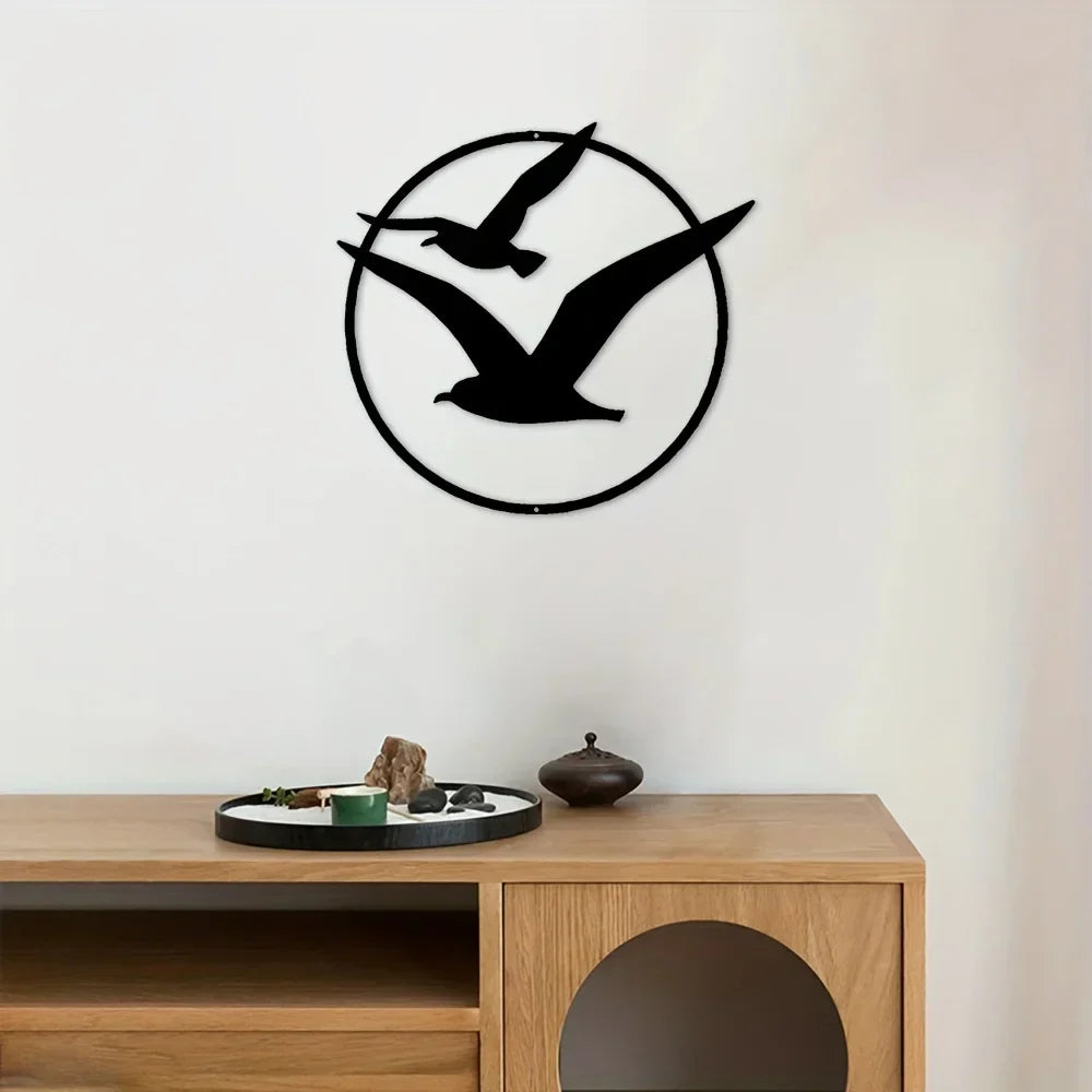 Seaside Seagulls Eisen Kunst Wandkunst 3D Metall Skulpturen Vögel Wanddekoration Für Wohnzimmer Esszimmer Kreative Zeitgenössische Nordische Hausdekoration | Karnz