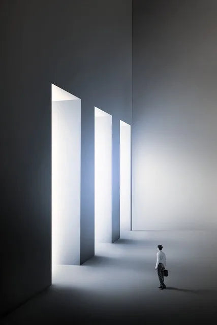 Moderne geometrische architektonische Landschaften Wandkunst Fine Art Leinwanddrucke Bilder für Studio, Home Office, Eingangsbereich Inspirierende Kunstdeko | Karnz