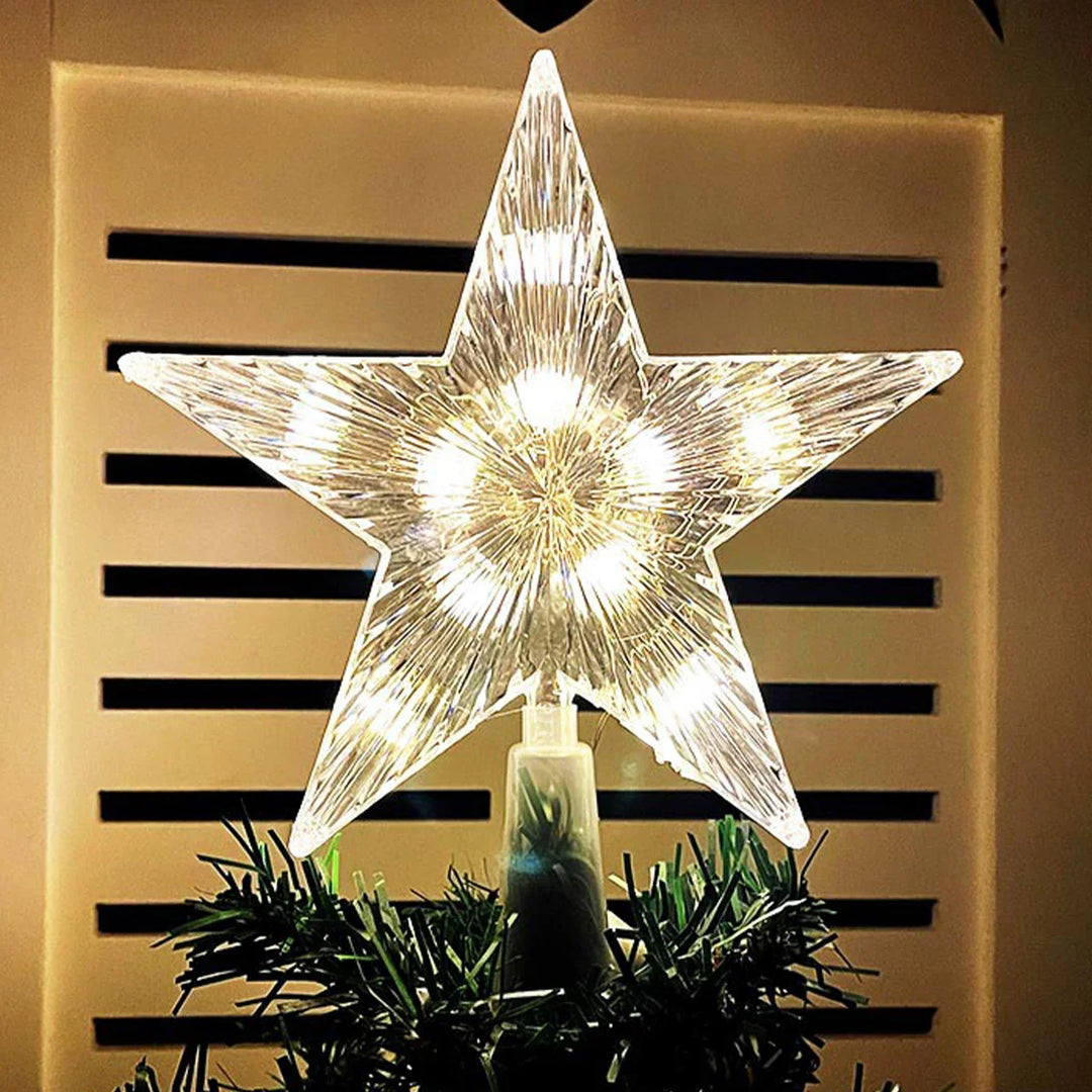 Leuchtender Weihnachtsstern – LED Beleuchtete Baumspitze für Weihnachtsbaum, Funkelnder Christbaumschmuck für festliche Beleuchtung und elegante Deko | Karnz