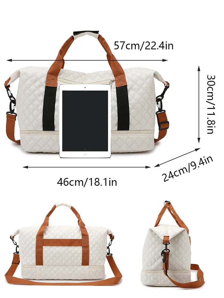 Karnz | Travessia Reisetasche mit Schuhfach | Große Kapazität & Rautenmuster | Nylon Wochenendtasche für Sport, Kurzreisen & den Alltag