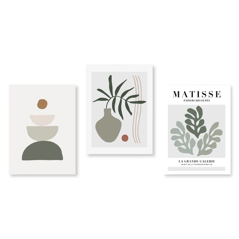 Set aus 3 Stück Modern Abstrakt Bohemian Minimalistisch Geometrisch Wandkunst Fein Kunst Leinwand Drucke Poster Bilder Für Wohnzimmer Dekor | Karnz