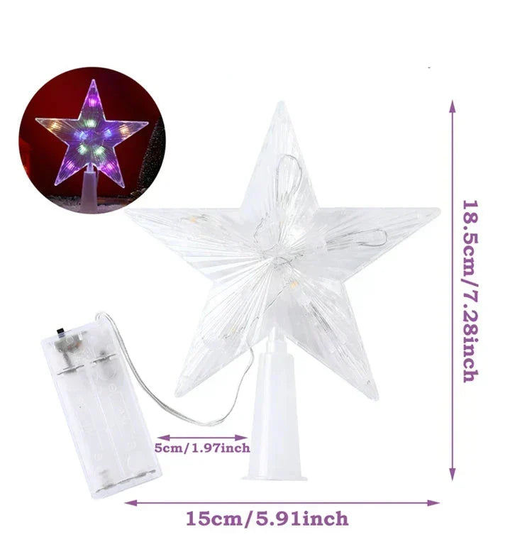 Leuchtender Weihnachtsstern – LED Beleuchtete Baumspitze für Weihnachtsbaum, Funkelnder Christbaumschmuck für festliche Beleuchtung und elegante Deko | Karnz