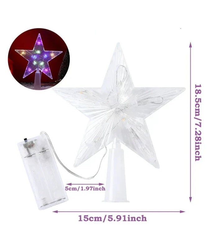 Leuchtender Weihnachtsstern – LED Beleuchtete Baumspitze für Weihnachtsbaum, Funkelnder Christbaumschmuck für festliche Beleuchtung und elegante Deko | Karnz