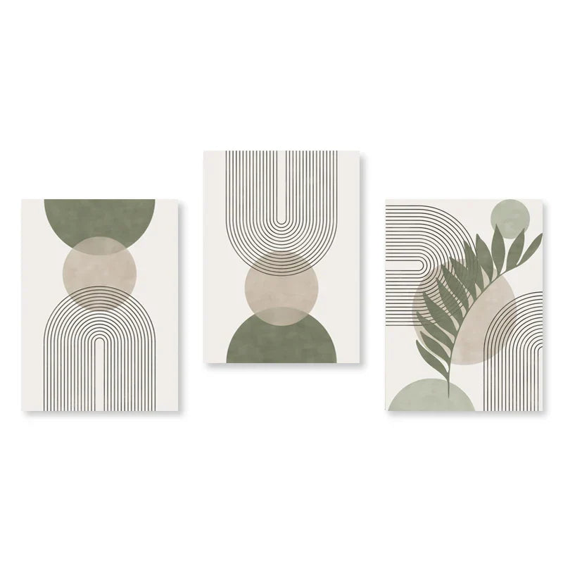 Set aus 3 Stück Modern Abstrakt Bohemian Minimalistisch Geometrisch Wandkunst Fein Kunst Leinwand Drucke Poster Bilder Für Wohnzimmer Dekor | Karnz