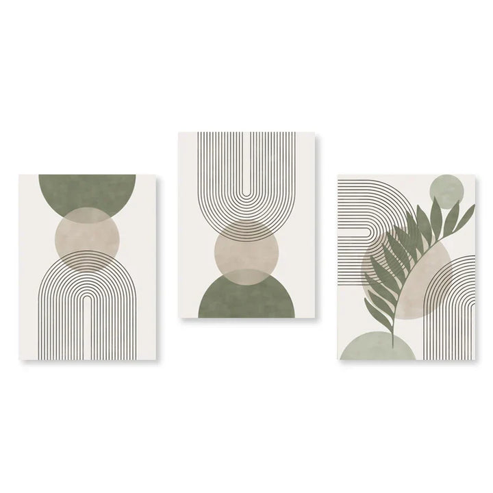 Set aus 3 Stück Modern Abstrakt Bohemian Minimalistisch Geometrisch Wandkunst Fein Kunst Leinwand Drucke Poster Bilder Für Wohnzimmer Dekor | Karnz