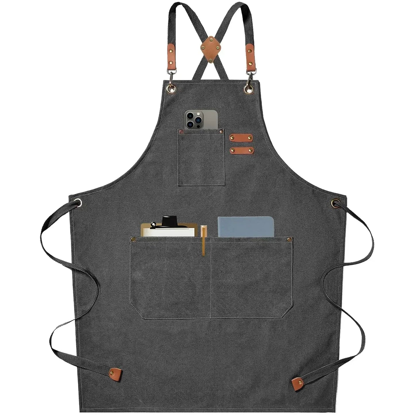 Canvas Schürze mit Taschen, verstellbar, Unisex | Karnz