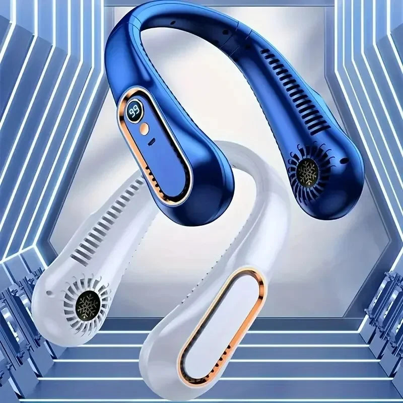 Hängender Nackenventilator tragbarer Sommerluftkühler USB Kühllüfter mit 5 Geschwindigkeiten und digitalen Anzeigen - super Technologie und blattlos | Karnz