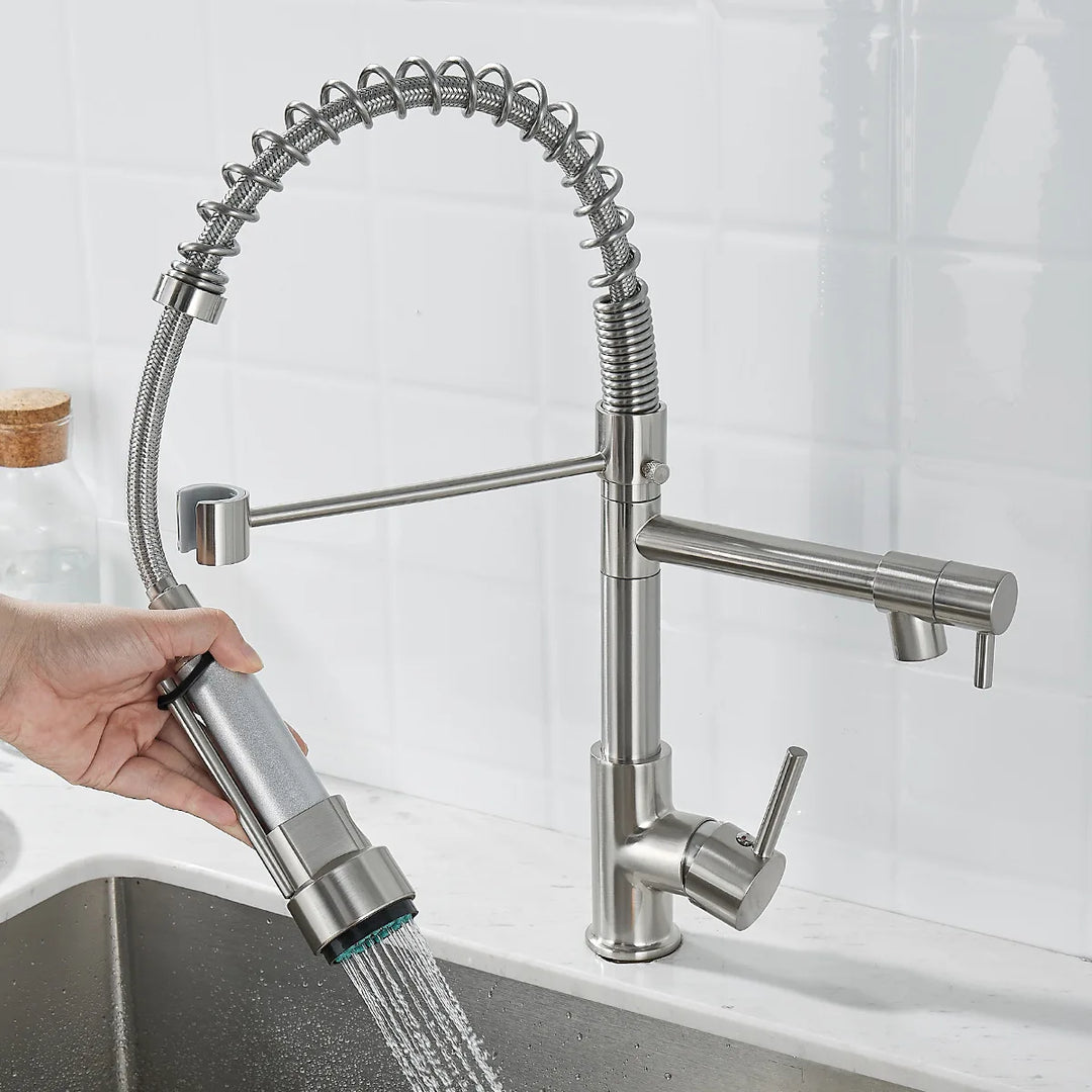 Karnz | DualFlow Küchenarmatur - Luxuriöse Doppel-Bronze-Küchenarmatur
