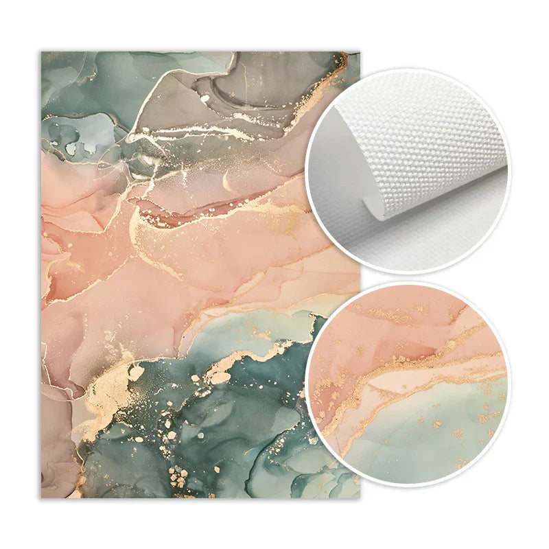 Bunte Schattierungen von Pink Blau Jade Flüssig Marmor Druck Wandkunst Feine Kunstleinwand Drucke Bilder für Wohnzimmer Schlafzimmer Hotel Salon Kunst Dekor | Karnz