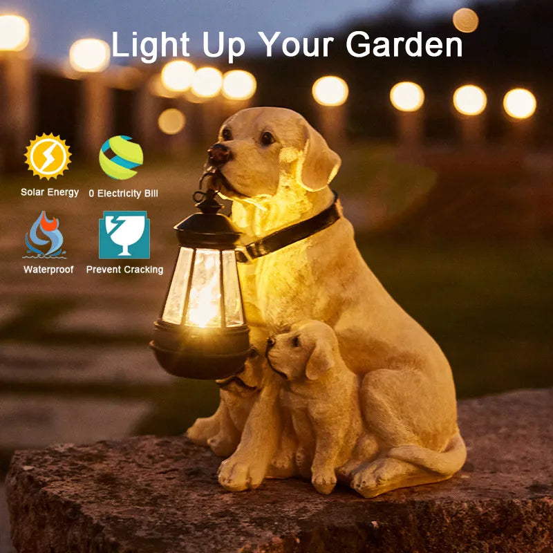 Solarbetriebene Outdoor-Harz-Hundestatue Lampe | Karnz