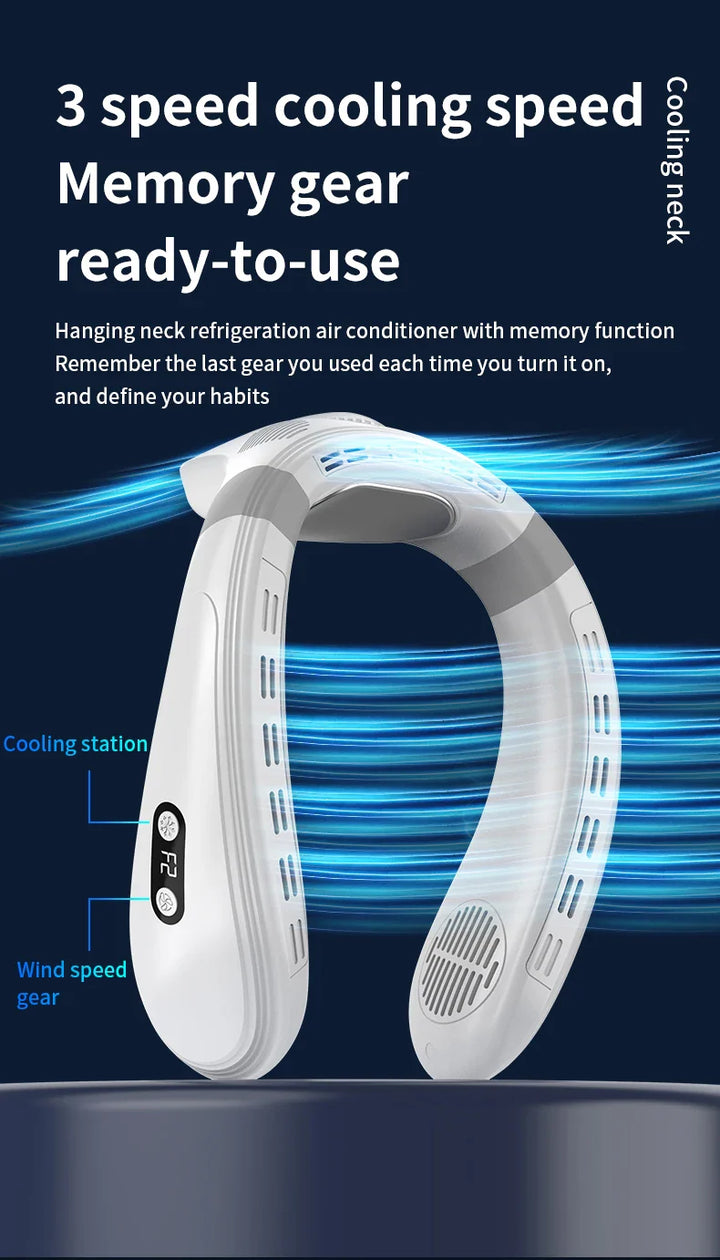 Tragbarer Halsventilator 5200mAh – Wiederaufladbarer tragbarer Halbleiter-Kühlventilator, persönlicher tragbarer Halsklimaanlage | Karnz