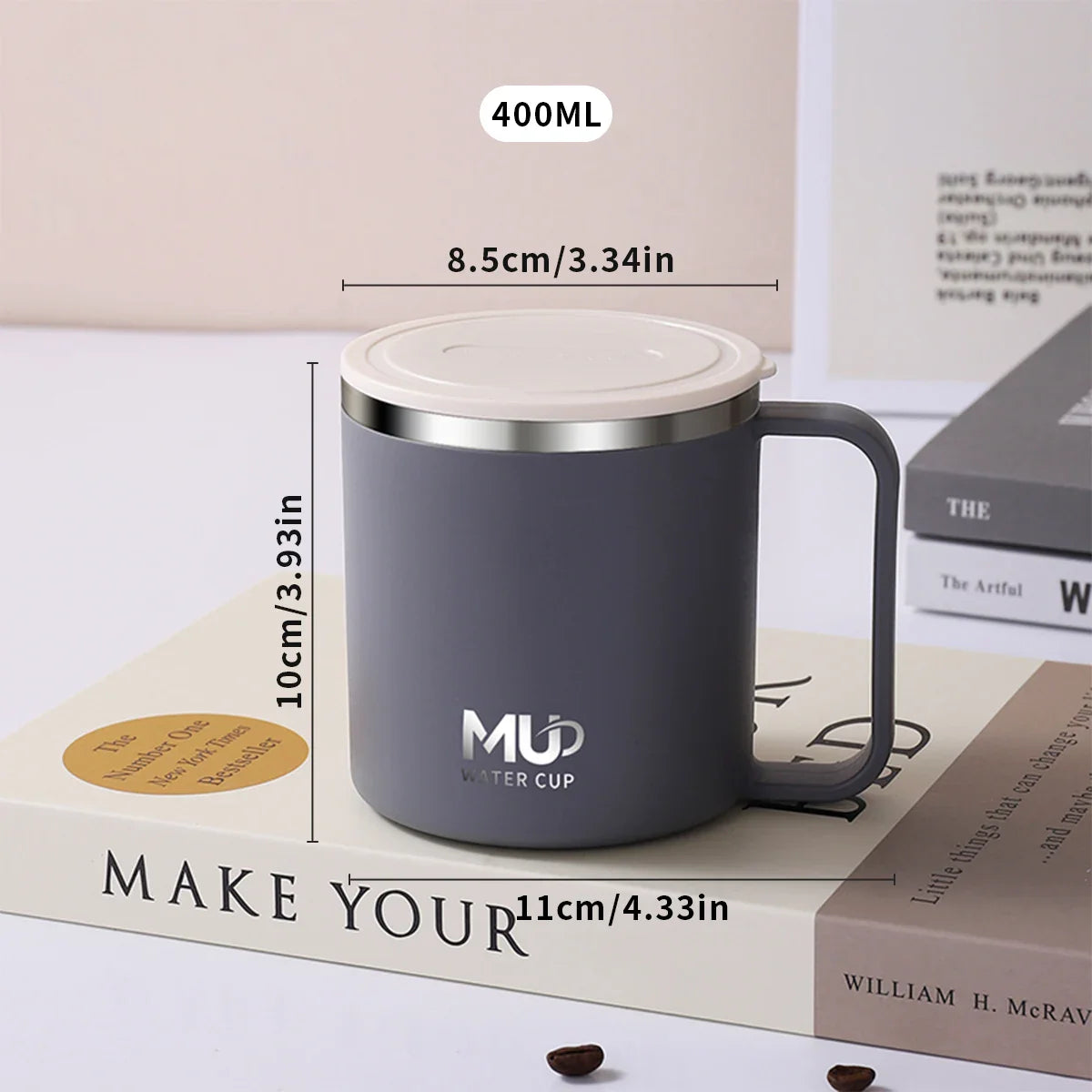 Isolierte Edelstahl Kaffeetasse mit Deckel | Karnz