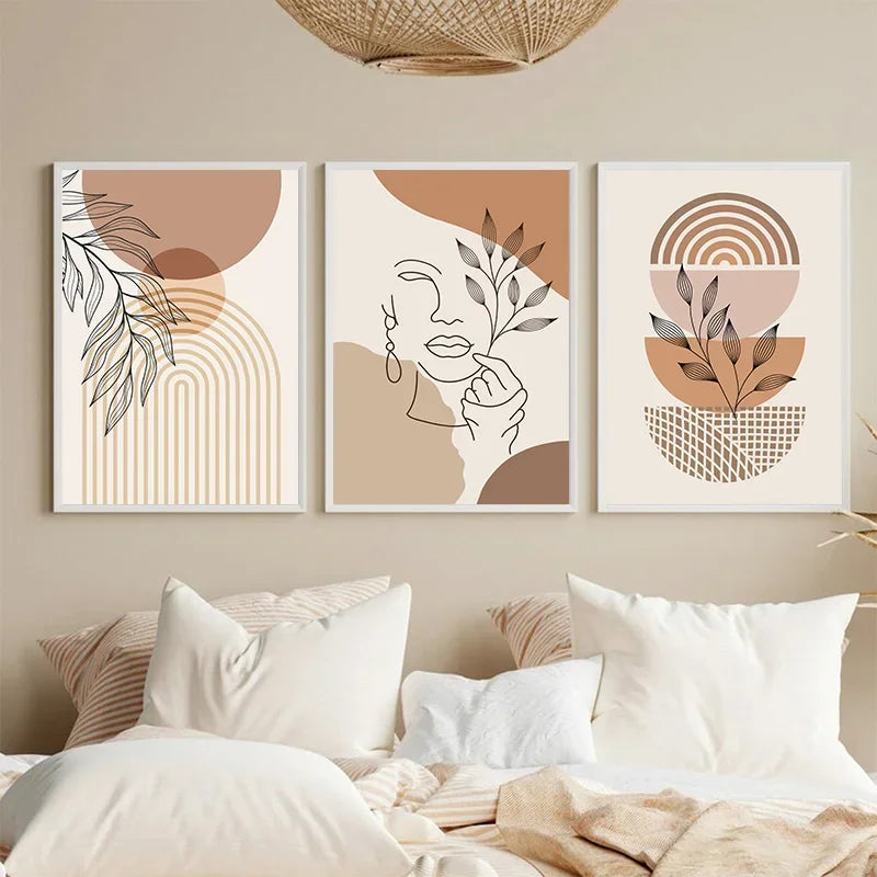 Minimalistische Terrakotta Sonnen abstrakte Wandkunst Fine Art Leinwanddrucke moderne Bilder für Wohnzimmer Schlafzimmer Galerie Wandkunst Dekor | Karnz