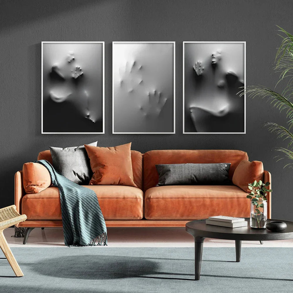 Moderne Kunst Abstrakte Gespenstische Figuren In Der Wand Leinwanddrucke Schwarz Weiß Wandkunst Poster Bilder Für Wohnzimmer Schlafzimmer Kunst Dekor | Karnz