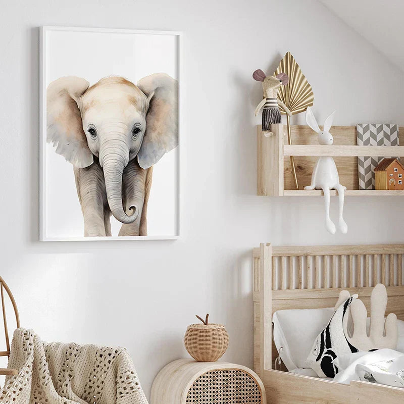 Set aus 3PCS Baby Elefant Giraffe Löwe Kinderzimmer Wandkunst Feine Kunst Leinwanddrucke Wilde Tier Safari Poster Bilder Für Kinderzimmer Dekor