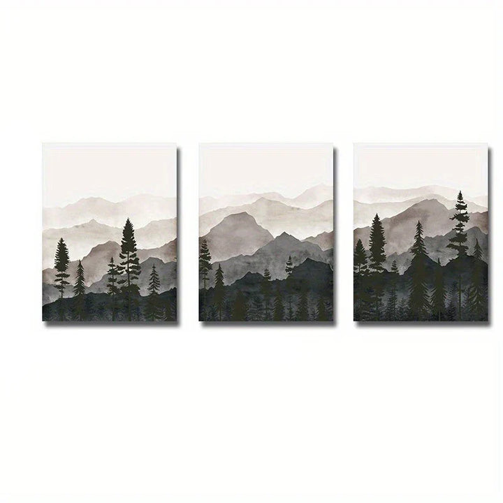 Set von 3PCS Shadow Mountain Silhouette Landschaft Wandkunst Feine Kunst Leinwanddrucke Nordische Bilder für modernes Wohnzimmer Esszimmer Kunst Dekor