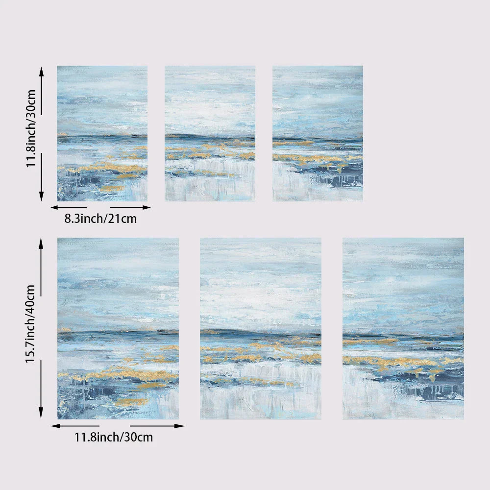 3er Set Blaues Ozean-Szenen Wandkunst Feine Kunst Leinwand Drucke Abstrakte Meereslandschaft Bilder Für Wohnzimmer Schlafzimmer Hotelzimmer Kunstdekoration