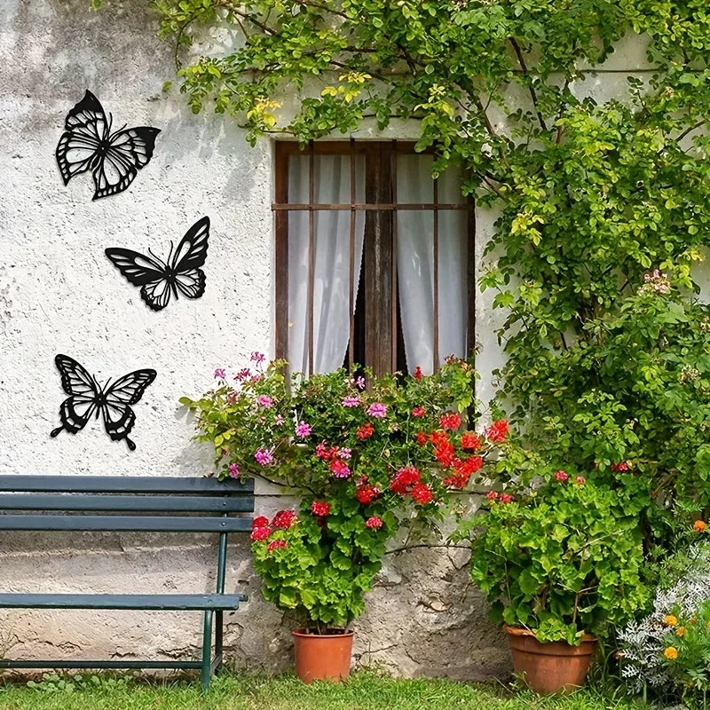 Set aus 3 Stück Schmetterlinge Eisen Kunst Wand Kunst 3D Metall Skulptur Wanddekoration für Wohnzimmer Esszimmer Kreative Nordic Wohnkultur