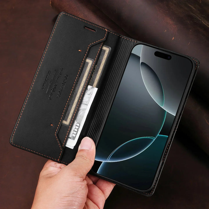 Sandsberg | RFID Flip Leder Samsung S25/S24/S23 Magnetische Brieftaschenhülle
