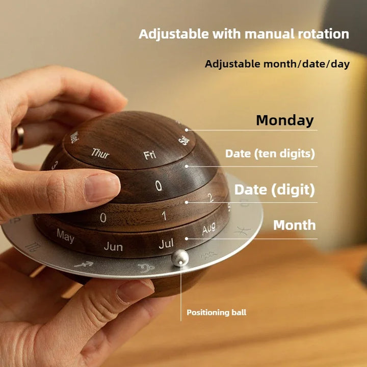 Cosmic Cycle Minimalist Drehender Holzkalender | Karnz