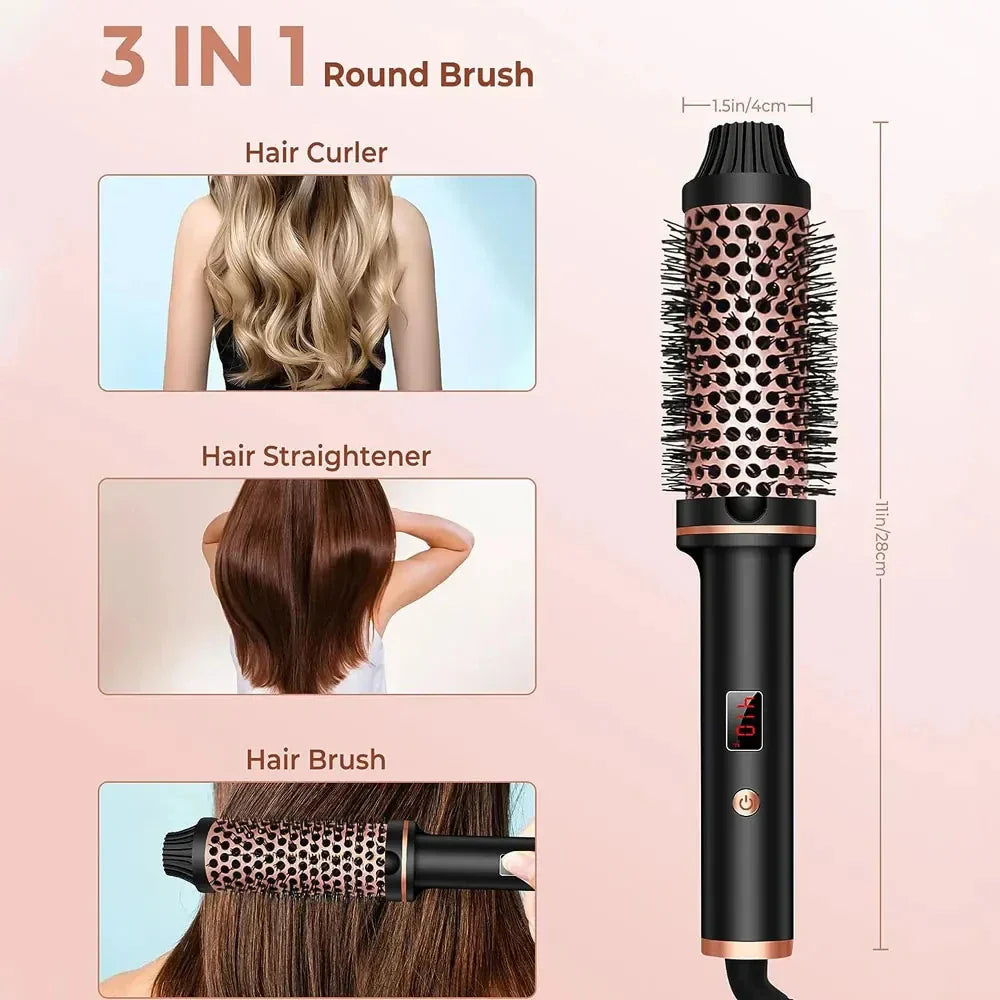 Karnz | Stylique 3-in-1 Ionen-Haarglätter & Lockenstab | Glätten, Wellen, Volumen | Anti-Verbrühungs-Bürste